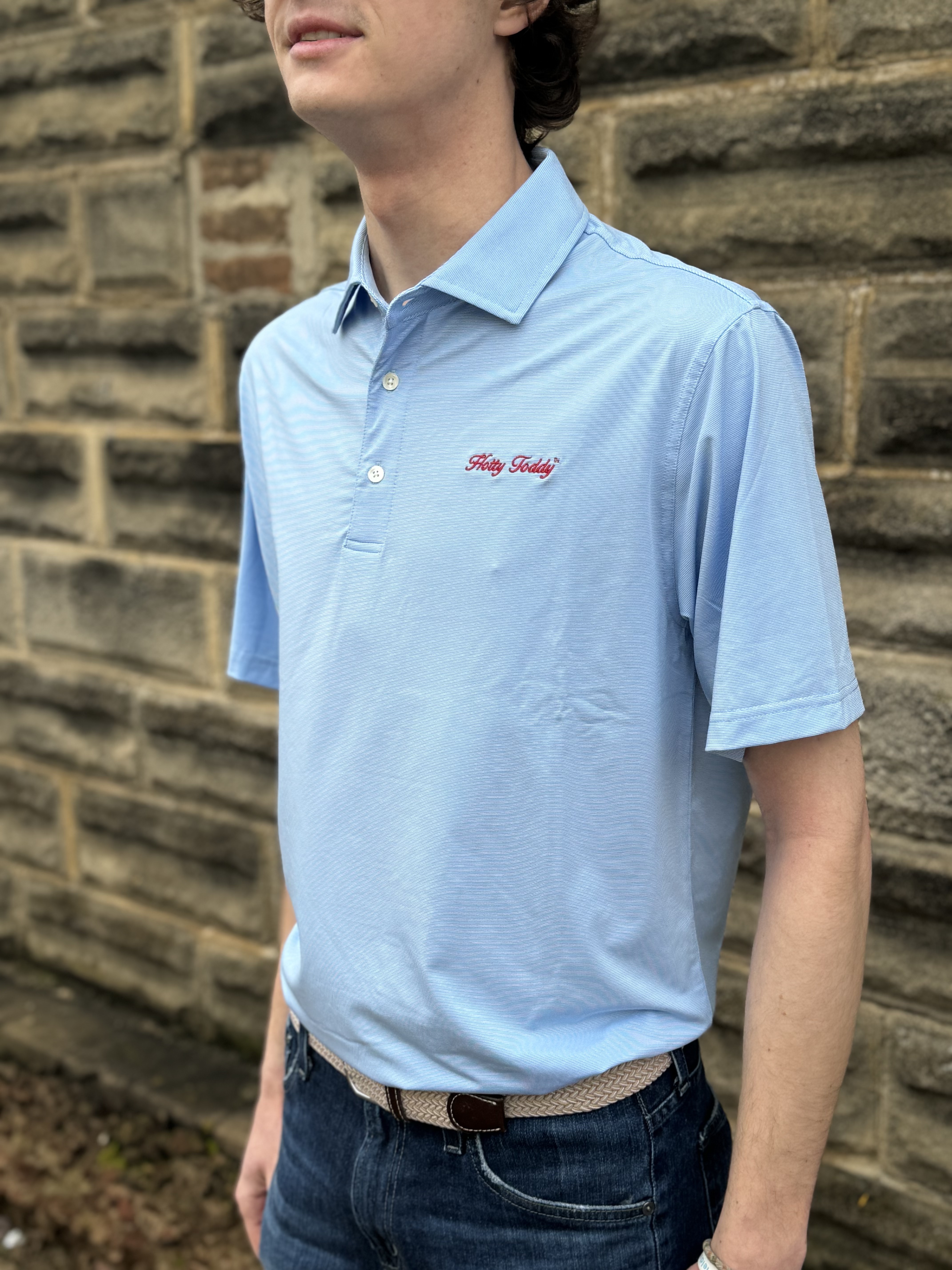 Onward Reserve Hotty Toddy Printed Performance Polo- Sky – Finch